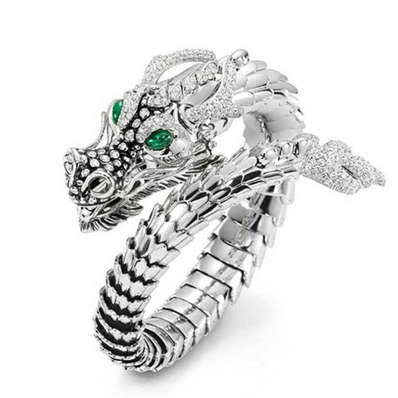 Retro Punk Dragon Ring for Men Women Antique Siver Opening Adjustable Rings