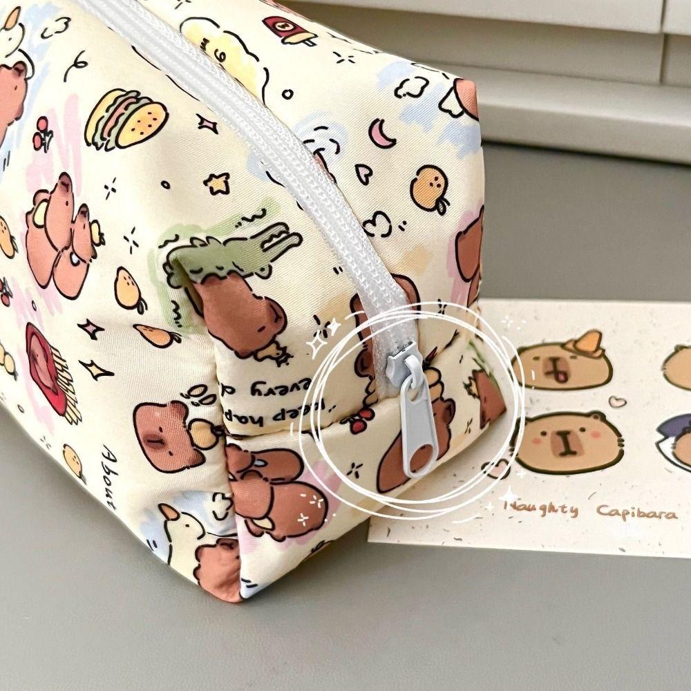 Высококачественный холщовый пенал большой вместимости с капибарой, многофункциональный органайзер для канцелярских принадлежностей, студенческий