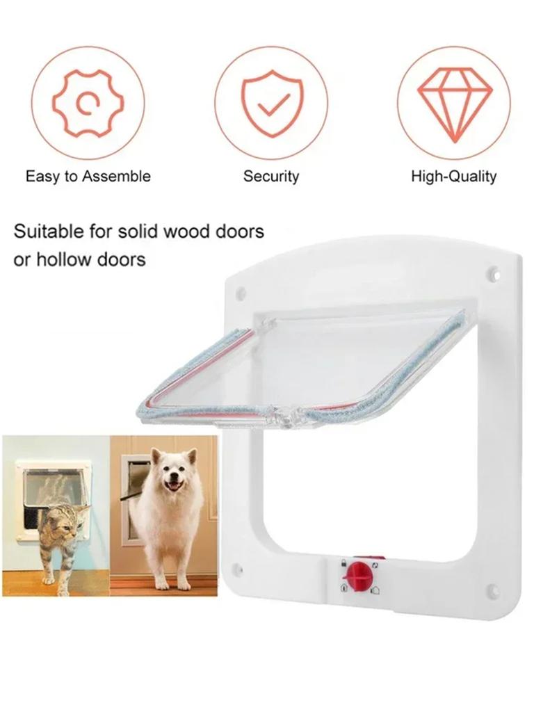 1 шт. Дверца для домашних животных, отверстие для двери для собак, дверной клапан для кошек, 4-сторонний поворотный замок, двухсторонняя дверь для домашних животных для маленьких средних кошек и собак