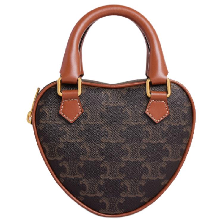 Celine Triomphe Monogram Heart Shaped Zipper Detachable Shoulder Strap Canvas And Calfskin Medium Shoulder Crossbody Bag Women handbags 198222BZJ-04LU