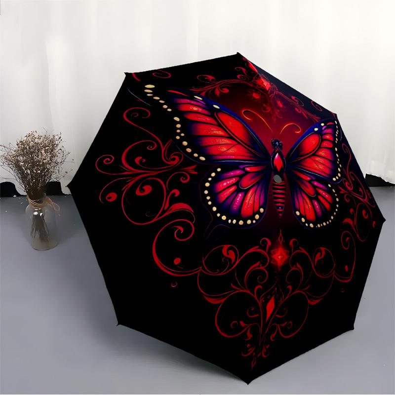 1pc Butterfly Ornament Automatic Umbrella 8-Bone Design Compact Gear for Outdoor Travel, Perfect Holiday Gift  yy250827028