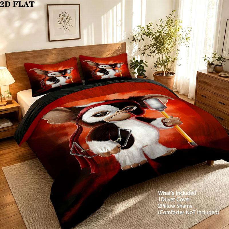 Gizmo Gremlins Pattern Bedding Quilt Set Quilt Cover Pillowcase Home Birthday Gift(1 * duvet cover + 2 * pillowcase, without core)