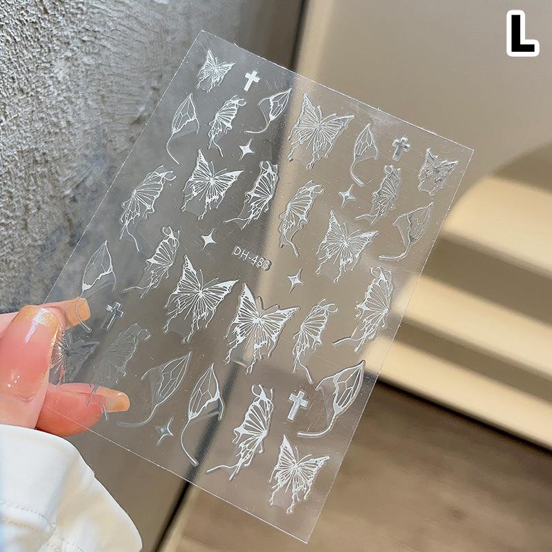 Нарисованная вручную жидкая наклейка для дизайна ногтей в виде бабочки, ультратонкая, прозрачная, декоративная, цветная, самоклеящаяся наклейка