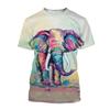 Летняя мода 3D принт милые животные слон мужская свежая и простая футболка с короткими рукавами и круглым вырезом топы