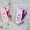 Edison Friends Infant Spoon Fork Corrected Chopsticks Set of 4 Right Hand, Pink, Chopsticks + Spoon + Fork + Case