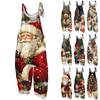 Women's Jumpsuit Christmas Print Casual Loose Vintage Shoulder Strap Cotton Linen