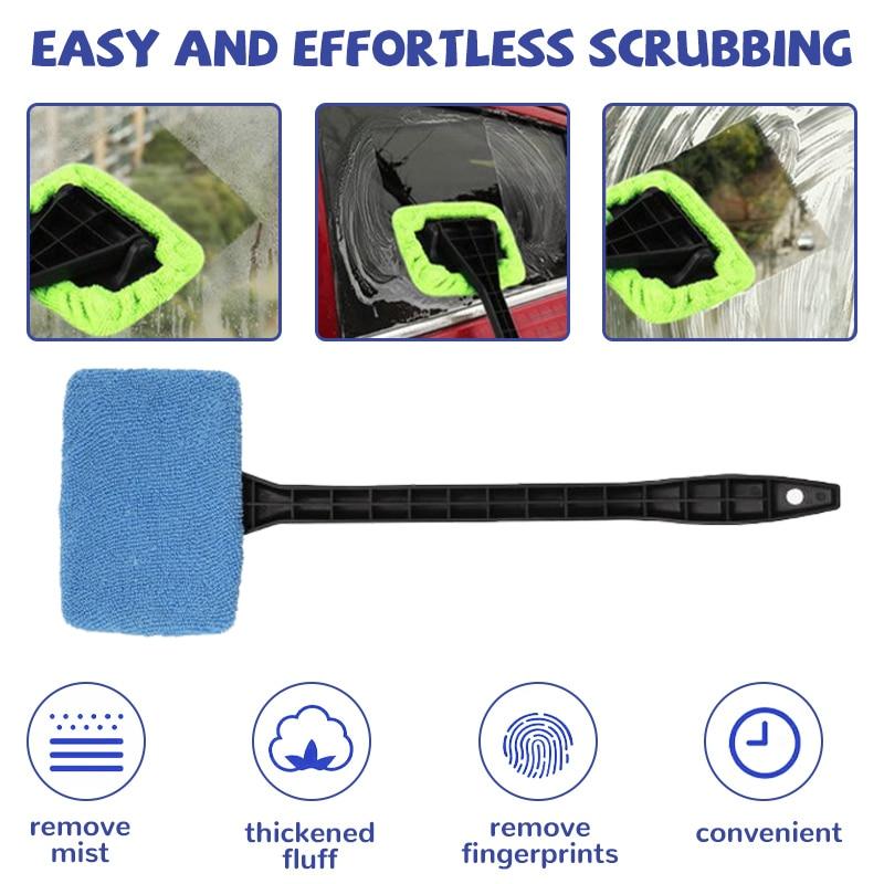 1pc Window Wiper Cleaning Brush Microfiber Wiper Windshield Demister Cleaning Tool Wiper Cleaner Wipe Tool Long Handle Cleaning Cloth Accessories