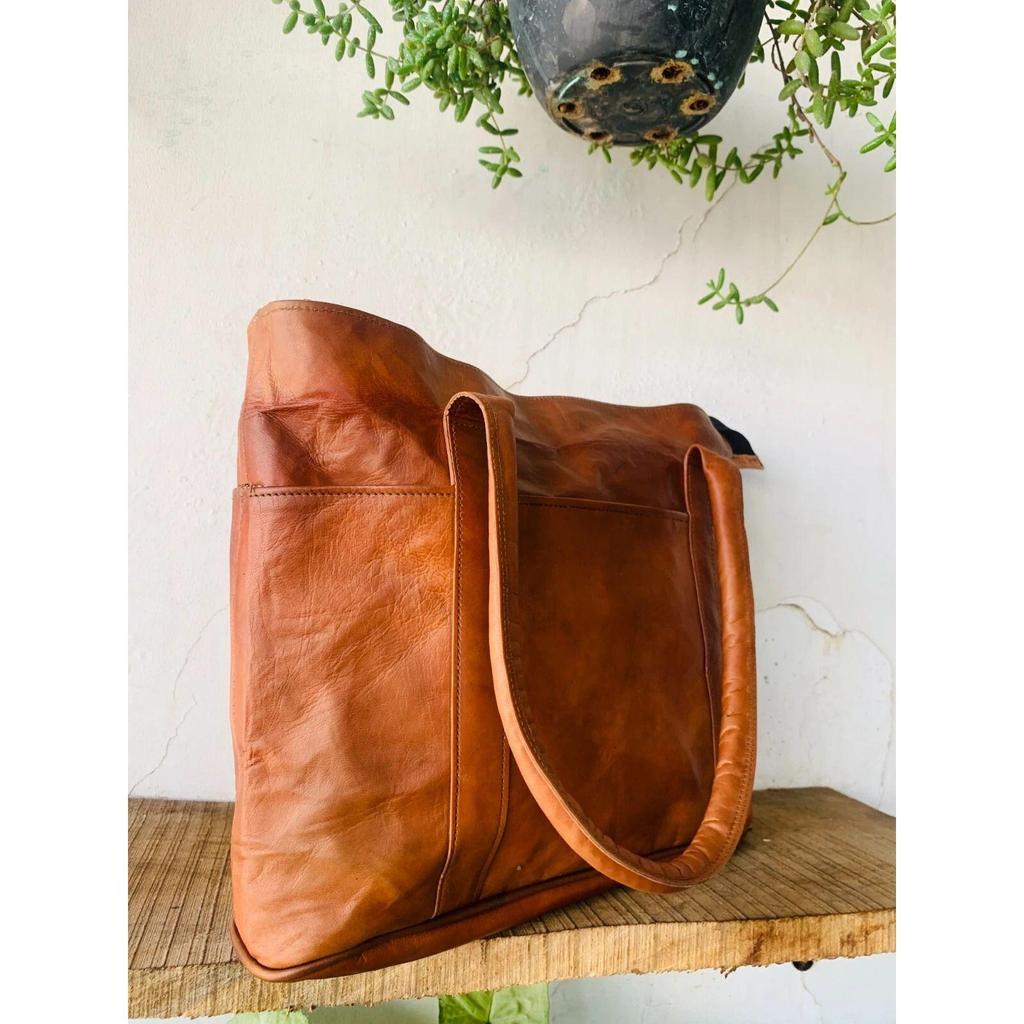 Женская сумка-тоут из натуральной надежной козьей кожи, ручной работы