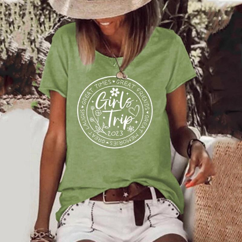 Футболка Shiying с круглым вырезом, женская, вельветовая, с принтом текста