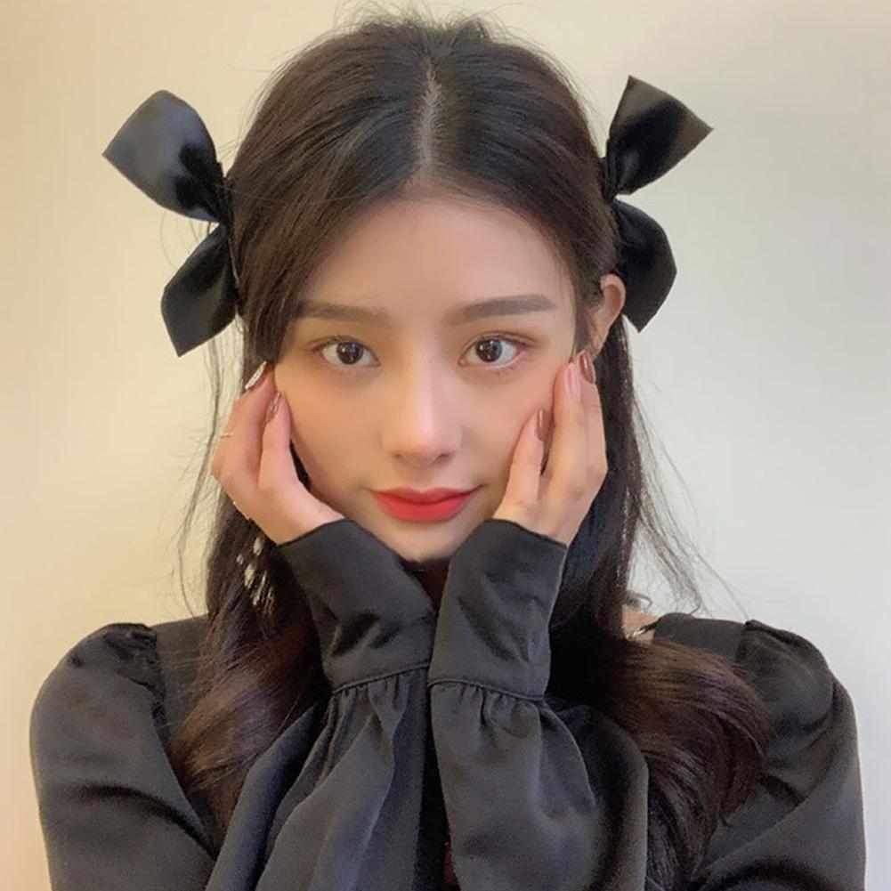 1 пара, черный шелковый бант, заколка для волос, заколка для волос для французских девушек, корейская заколка для волос Ji Soo, заколка для волос с бантом для девочек, аксессуары для волос