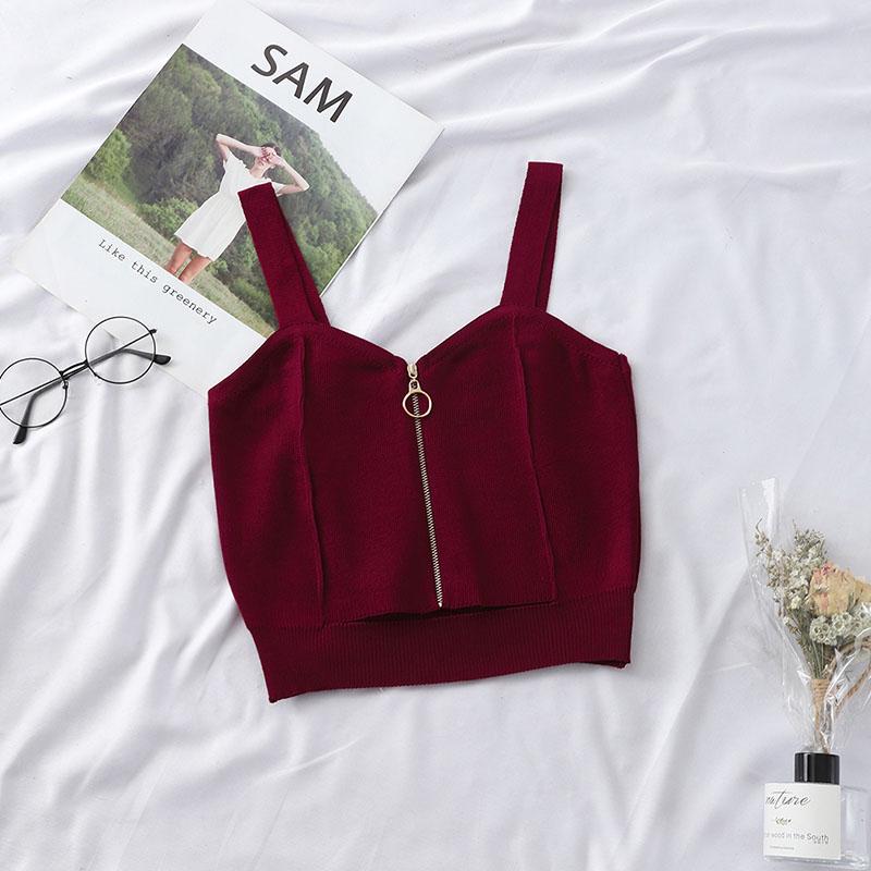 ITOOLIN Y2K Женские майки с застежкой-молнией и летними трикотажными топами с отверстием Женский укороченный топ для женщин Лето