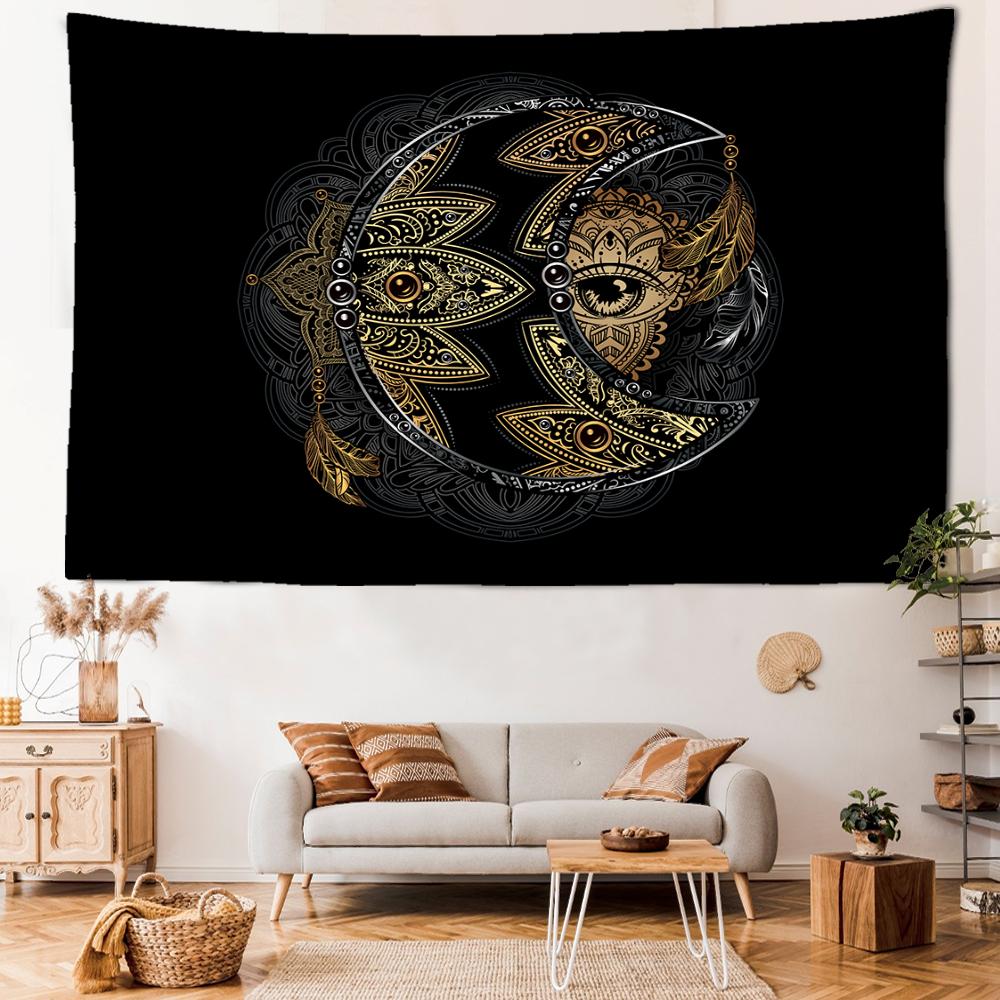 Гобелен «Глаз Луны», настенный гобелен, абстрактное загадочное искусство, колдовство, богемный хиппи, тапитц, домашний декор для спальни