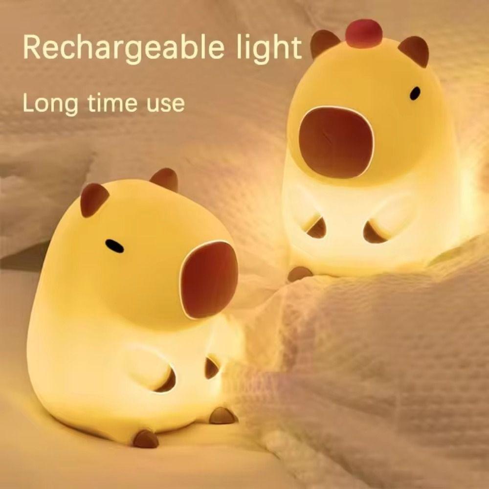 Soft Light Cartoon Capybara Night Light USB Rechargeable Kids Bedroom Decor New Sleep Night Lamp