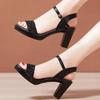 Chunky Heel Platform Women's Heeled Sandals Summer 2024 New Buckle Strap Elegant Sandals for Women Fashion Bling PU Shoes Ladies