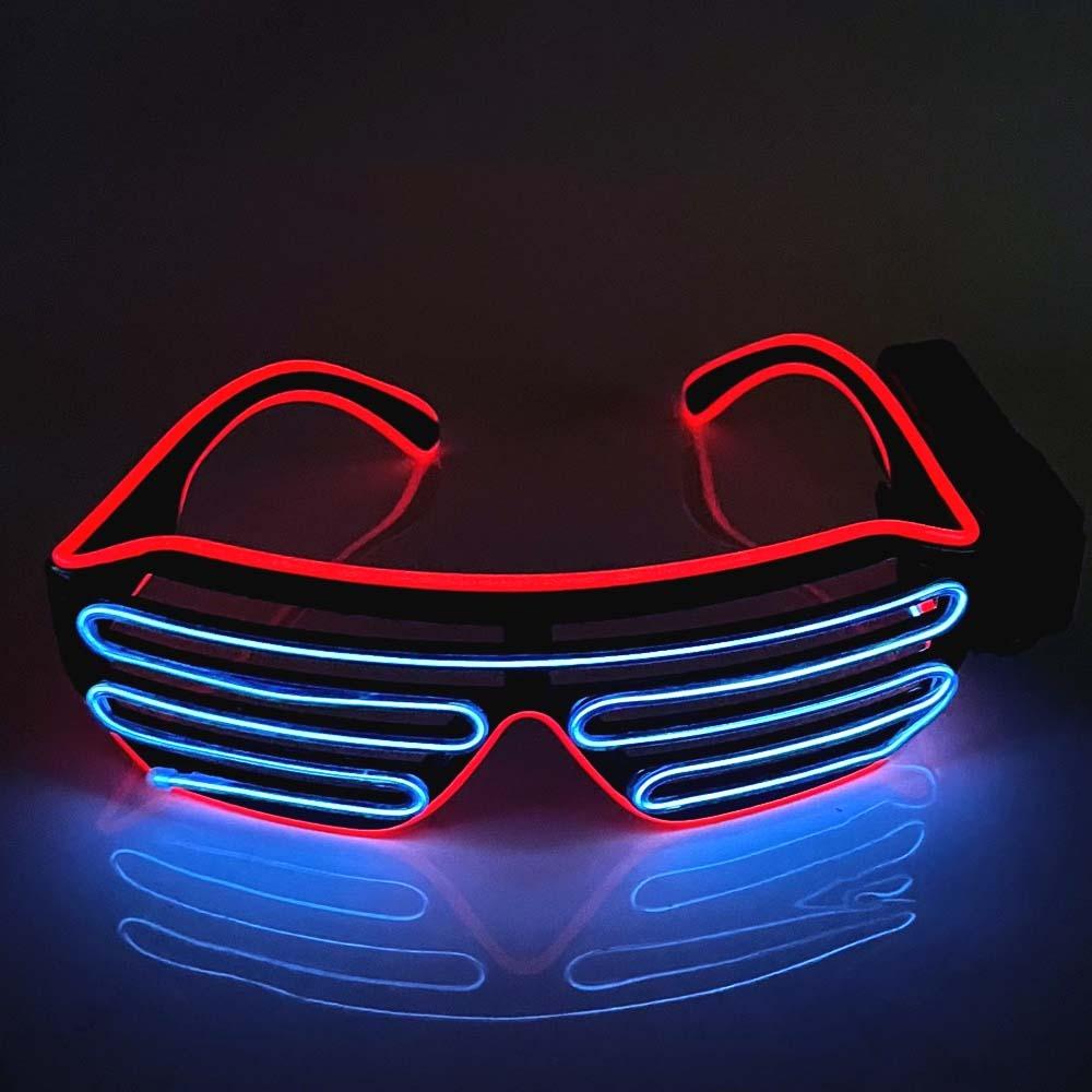 Cool LED Glowing Glasses Double Colors Fluorescent Glasses Neon Glasses Halloween Costumes