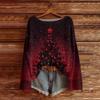 Women's Round Neck Lightweight Sweater Casual Long Sleeve Christmas Print Knit Pullover.