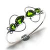 Natural Peridot Gemstone 925 Sterling Silver Cuff Bangle Adjustable z3E85