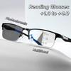 Progressive Multifocal Photochromic Reading Glasses Anti-Blue Light Far Sight Glasses Men Half Frame Business Presbyopia Glasses