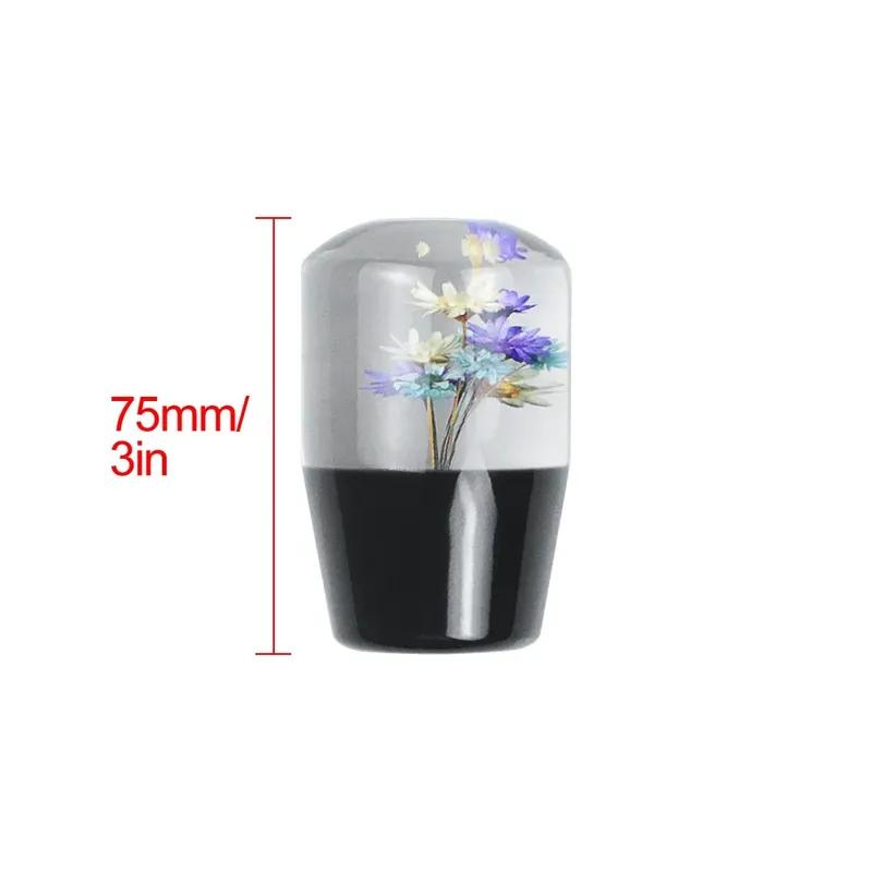 JDM Interior Car Racing Gear Stick Shifter Lever Clear Underwater Flower Design Crystal Resin Gear Shift Knob GReddy Real Flower