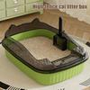 Кошачий туалет с открытым верхом, с высоким бортиком, защищающим от разбрызгивания, полузакрытый кошачий туалет с лопаткой для просеивания наполнителя