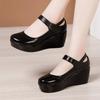 Round Toe Wedge Pumps Women Shoes Mary Jane Shoes Thick Bottom Leather Shoes Platform Pumps Fashion Brand Est Large Size