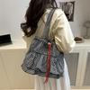 Tote Bag Women's Bag Spring and Summer New Lazy Literary Plaid Handbag Large Capacity Fashion Shoulder Armpit Bag
