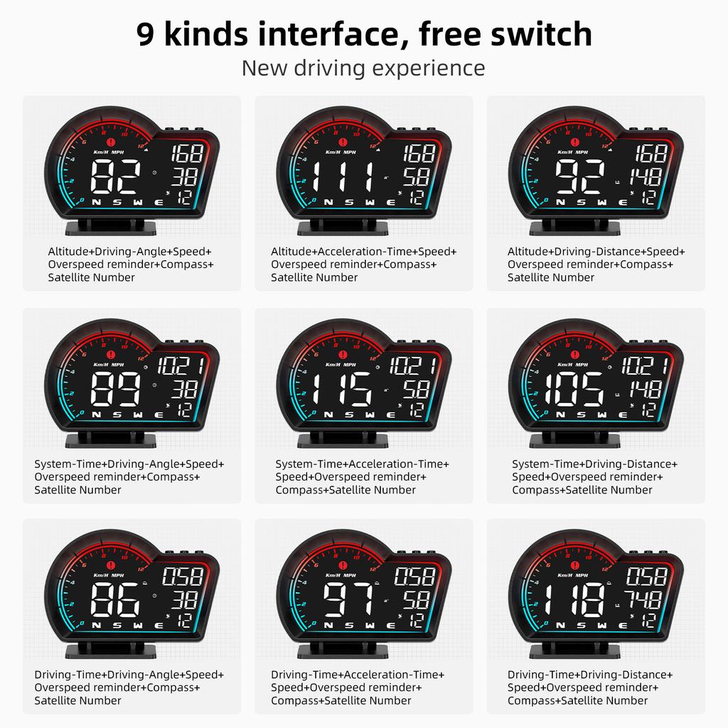 Автомобильные аксессуары G16 Head Up Display GPS Цифровой измеритель скорости Электроника Спидометр Проектор Дисплей Цифровая панель для всех автомобилей