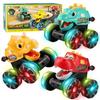 Dinosaur Toy Car Set of 3 Monster Truck with Illuminating LED Lights Gift For Boys Mercs-X Pull-Back Birthday/Christmas
