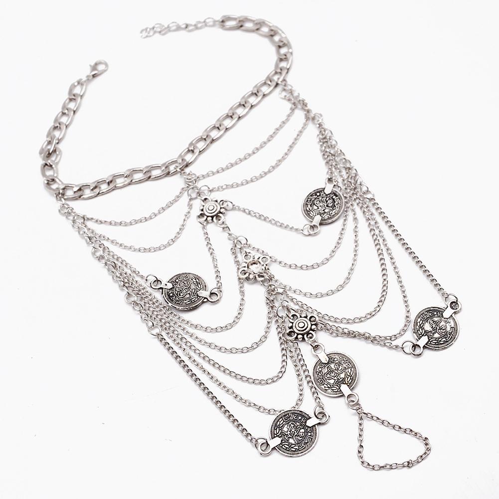 1Pc Retro Metal Anklet Chain with Simulate Decoration