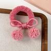 Strawberry Pink Ball Hair Ties Cherry Blossom Bow Scrunchies for Girls Kawaii Ponytail Holders Furry Pompoms Hair Accessorie