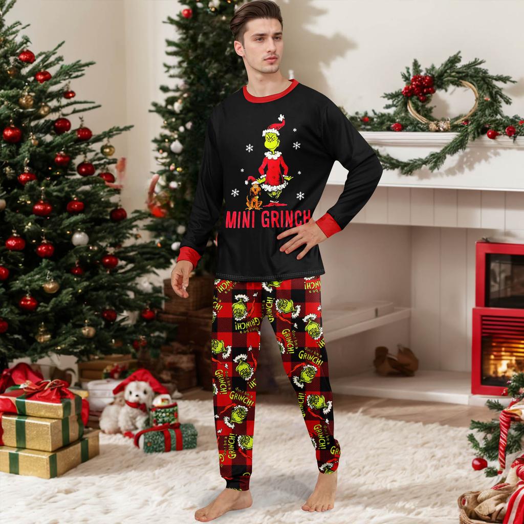 Рождественский принт милый семейный комплект пижамы, домашняя одежда, семейный комплект топ с длинным рукавом и штаны комплект