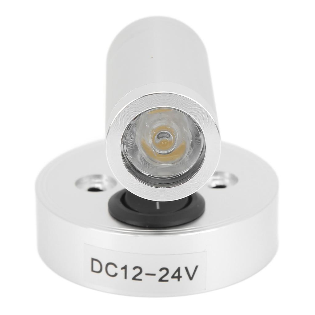 12‑24V 3W LED Reading Light Bedroom Bedside Lamp Chrome Aluminum Alloy for Boat RV SUV Trailer Silver Neutral White