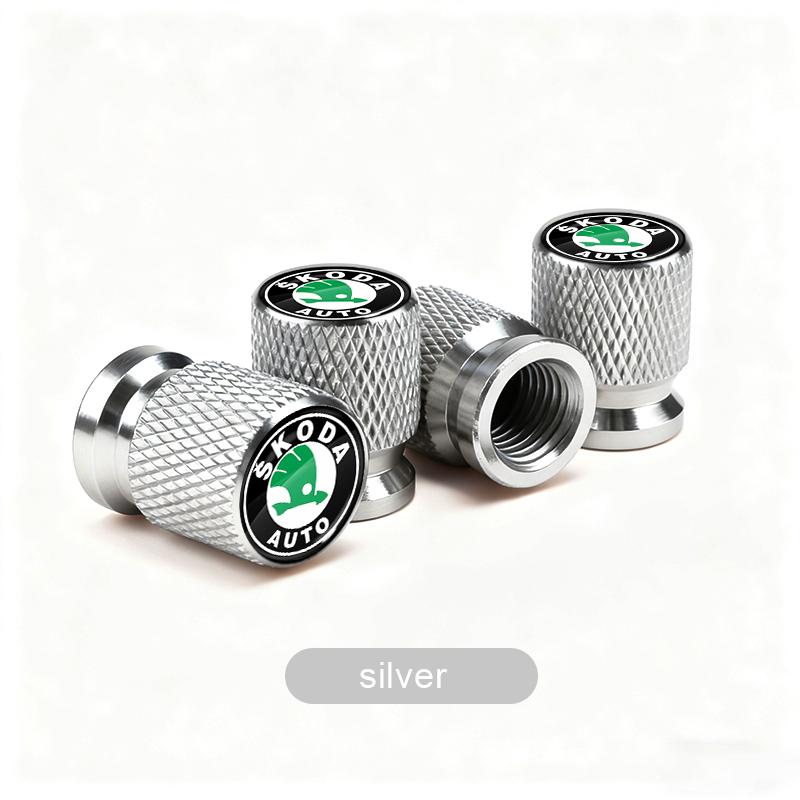 HRQB8 Car Tire Valve Stems Cap Aluminum Tyre Wheel Stem Air Valve Cover Airdust For Skoda Octavia Fabia Kamiq Kapoq Rapid SCALA Superb