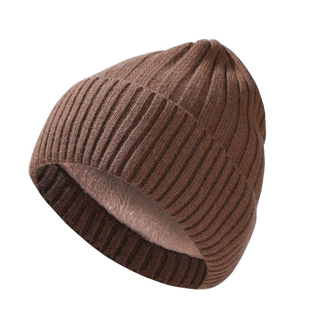 Thickened Knitted Hat Wool Beanies Cap Fashion Skull Cap  for Male Female