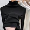 Women's Korean Style White Long Sleeve Turtleneck Slimming Shirt - Autumn/Winter Fashion