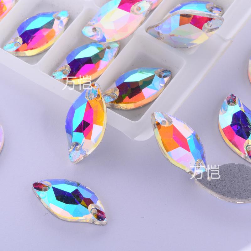 Стекло Лист Ивы Ручная Вышивка Дрель, Русалка Неоновый Флуоресцентный Плоское Дно Сделай Сам Одежда Обувь И Носки Бриллиантовые Ювелирные Аксессуары Стразы