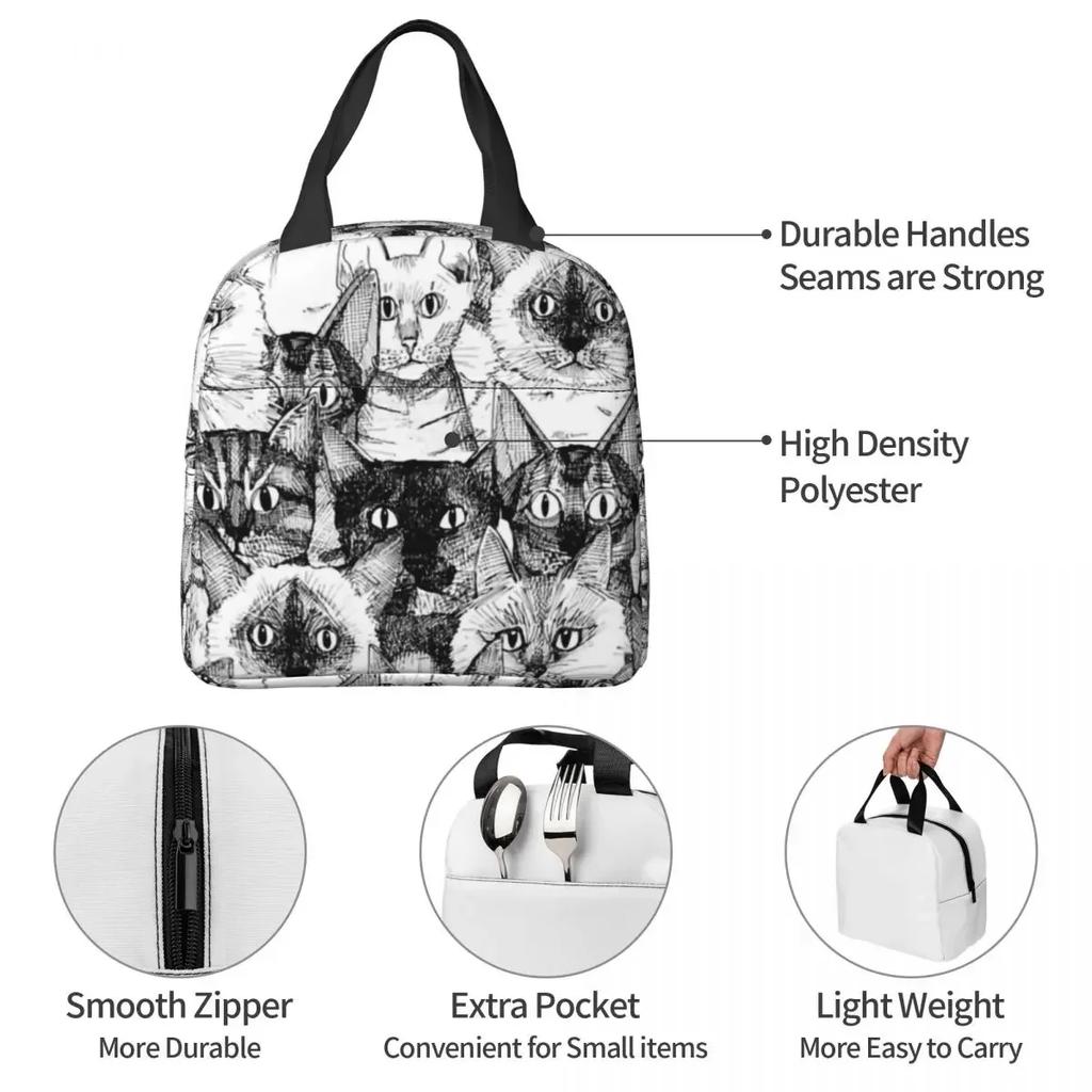 Сумки для ланча для женщин, детей, животных, кошек, домашних животных, милый термохолодильник, водонепроницаемый ланч-бокс Oxford для пикника, сумка Bento