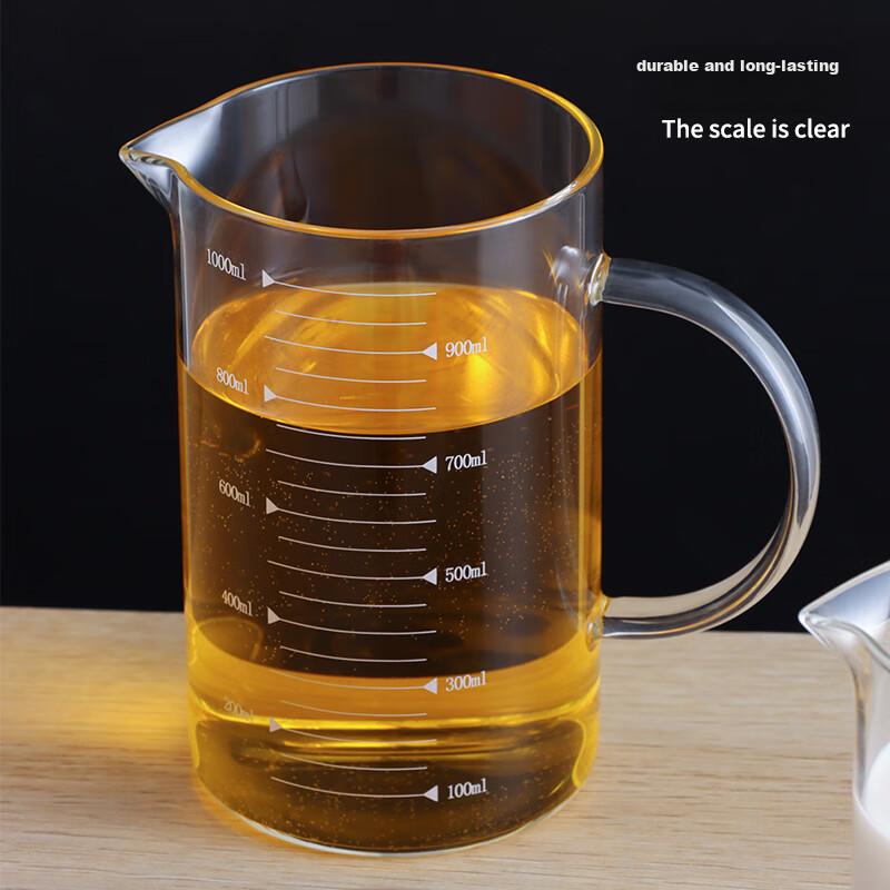 Baijie Measuring Cup, 1000ml High Borosilicate Glass Cup, Food-Grade Measuring Cup, Graduated Cup, Milk Cup, Egg Liquid Filtering Measuring Cup