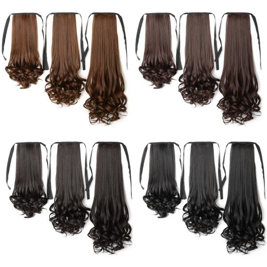 Парик-удлинитель с резинкой для хвоста, груша, высокие волосы-цветы, длинные волосы с температурным волокном