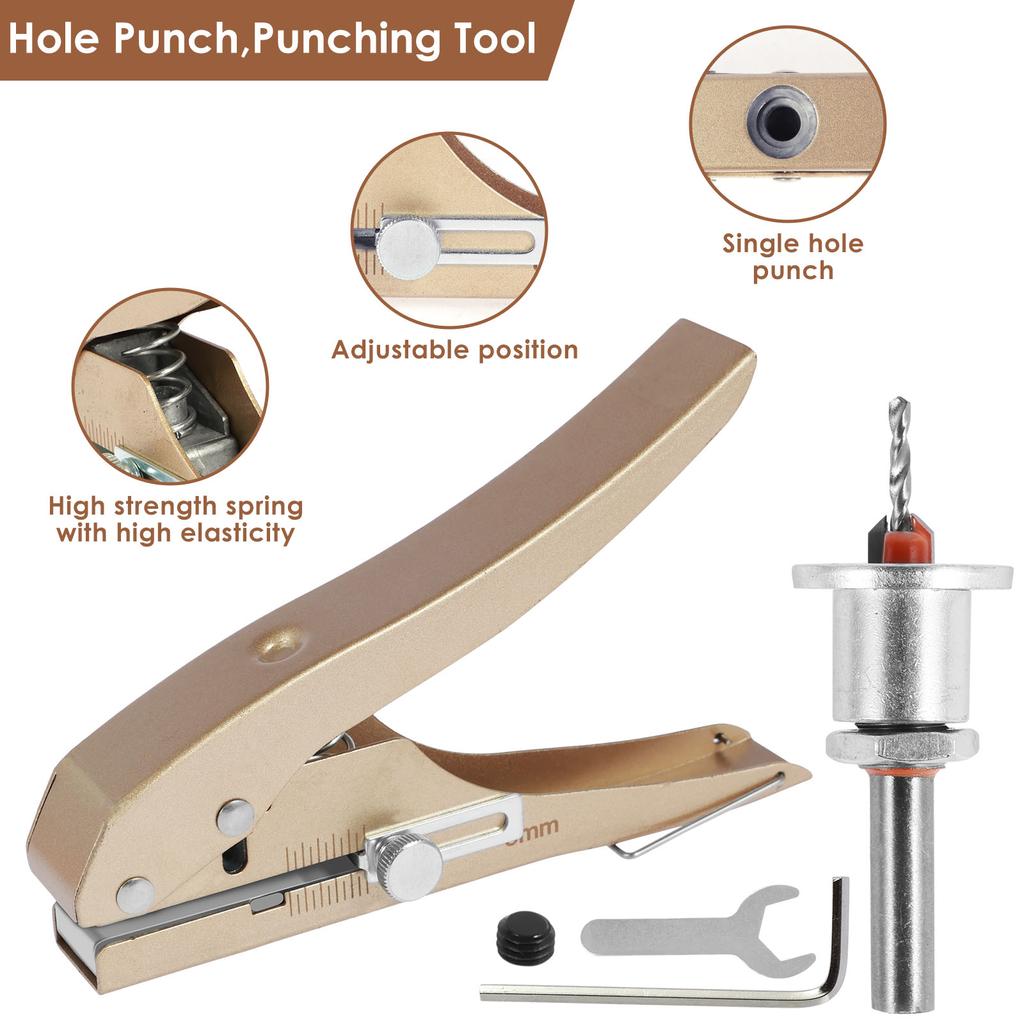 Single Hole Punch 5/16inch Heavy Duty Hole Puncher Portable Hole Edge Banding Punching Plier Handheld Metal Round Hole Punching