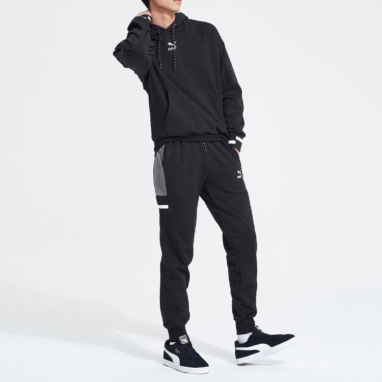 Puma Однотонная повседневная толстовка с капюшоном с логотипом, мужская, черная 533204-01