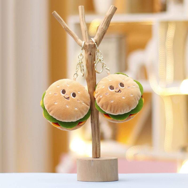 Hamburger Keychain Plush With Cute Design Perfect For Girl Backpack Accessories