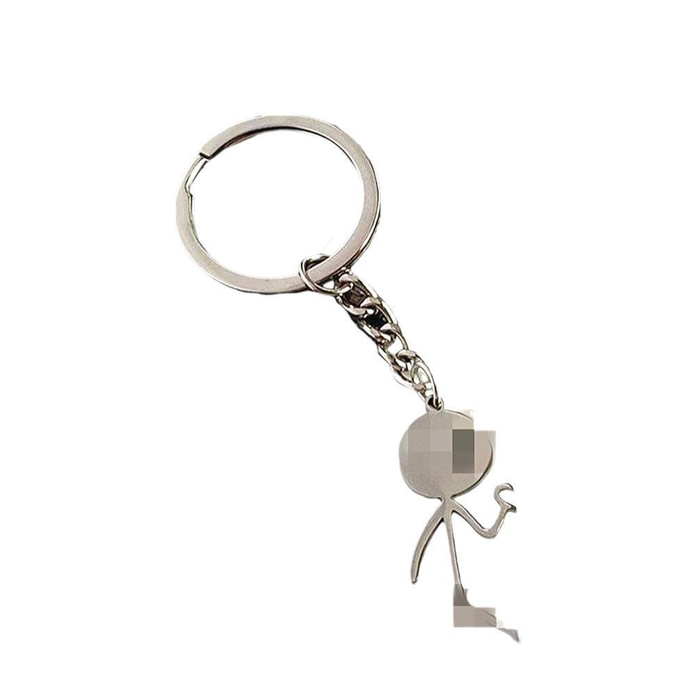 Юмористический брелок для пар в виде человечка-сердца и среднего пальца — персонализированный аксессуар для школьного ранца.