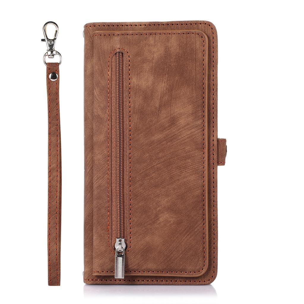 Magnetic Phone Case for Google Pixel 10 Pro XL Pixel9 9A 8 8A 7 7A 6 6A Zipper Lanyard Plain Leather Card Holder Wallet Cover