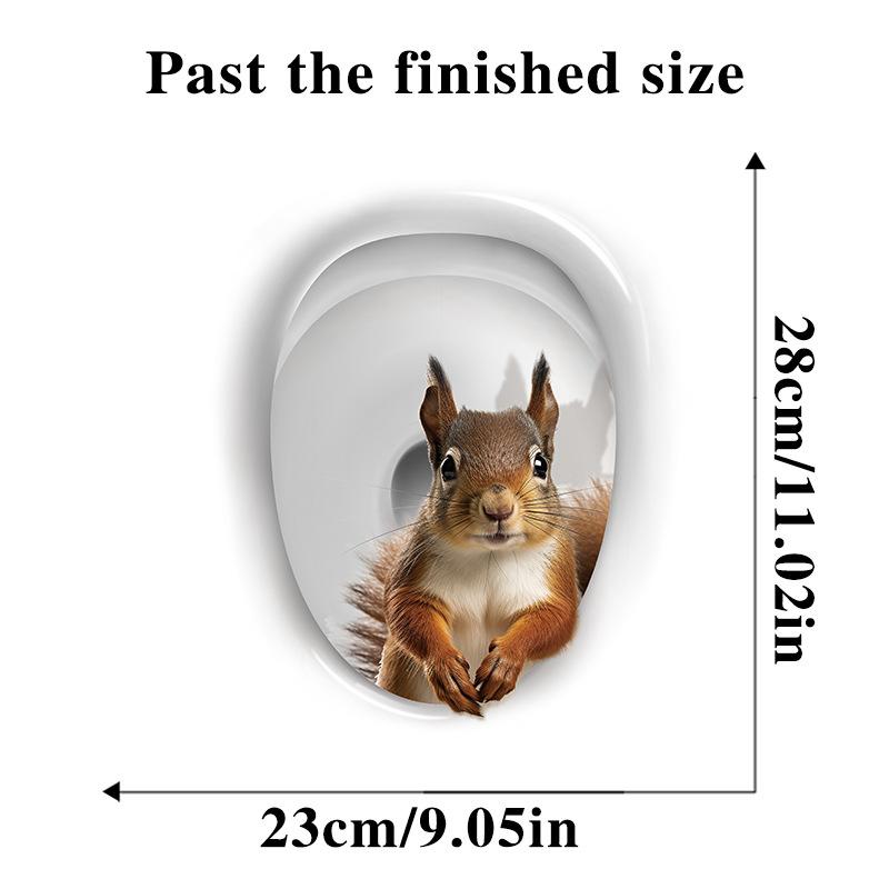 3D мультяшные яркие наклейки для туалета с котом, наклейки с милыми животными, собаками, белками для туалета, украшения ванной комнаты, водонепроницаемые наклейки