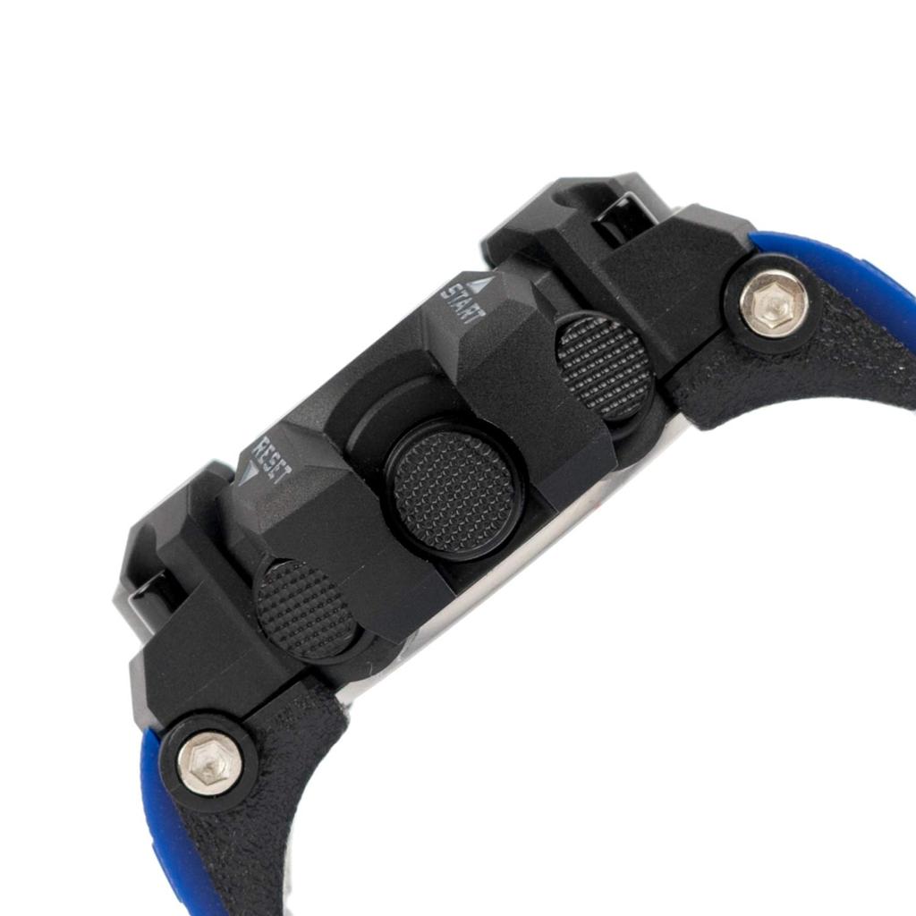 [Arias] Радиочасы на солнечной батарее с цифровым дисплеем, водонепроницаемые, многофункциональные, с подсветкой, перевернутым ЖК-дисплеем, уретановый пояс ADWW18107RCSOL-02, мужские, синие