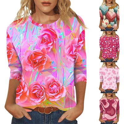 Женский модный и повседневный свитер с рукавом семь четвертей и принтом ко Дню святого Валентина