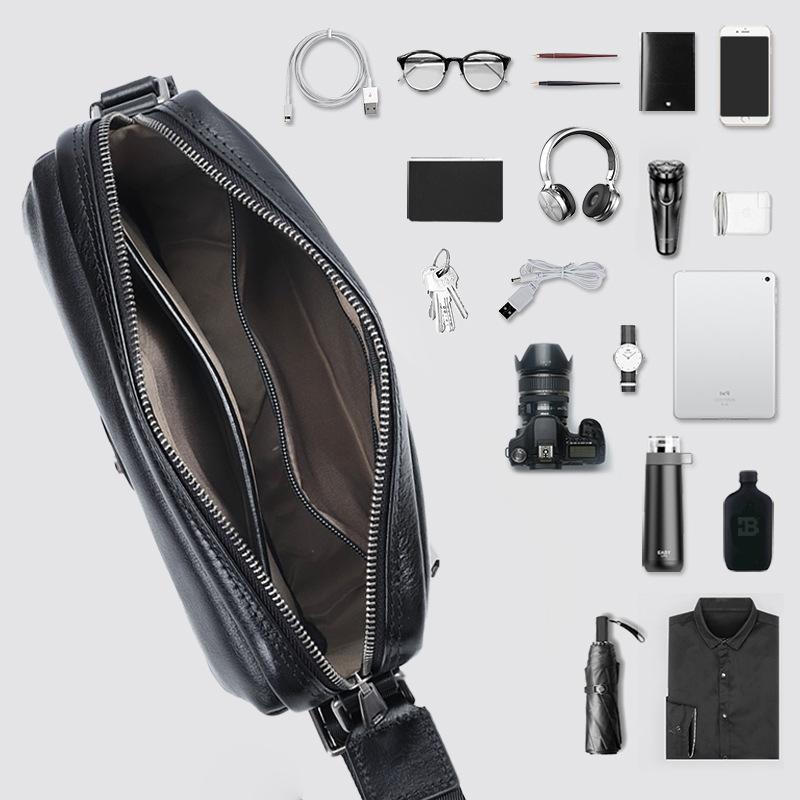 Top-grain Cowhide Crossbody Bag High-end Men's Casual Bag Single-shoulder Bag