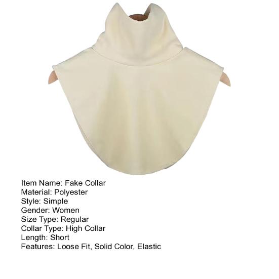Yousheng Женский Поддельный Воротник Эластичный Однотонный Высокий Воротник Осень Зима Универсальный Повседневный Стиль Нижний Поддельный Воротник