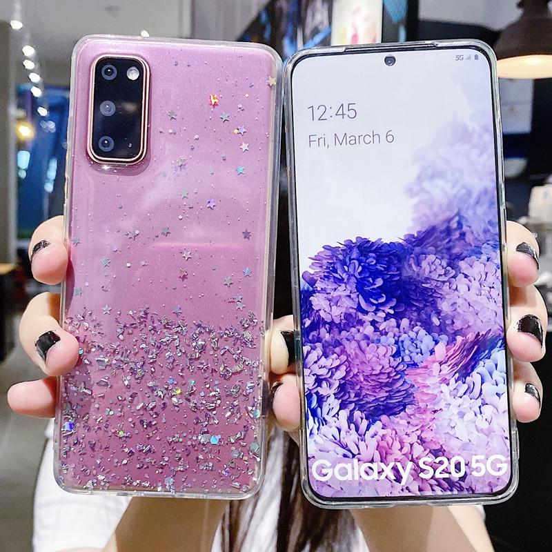 Защитный чехол с серебряной фольгой и блестками для Samsung A23, A03, Note20 и S22 Ultra